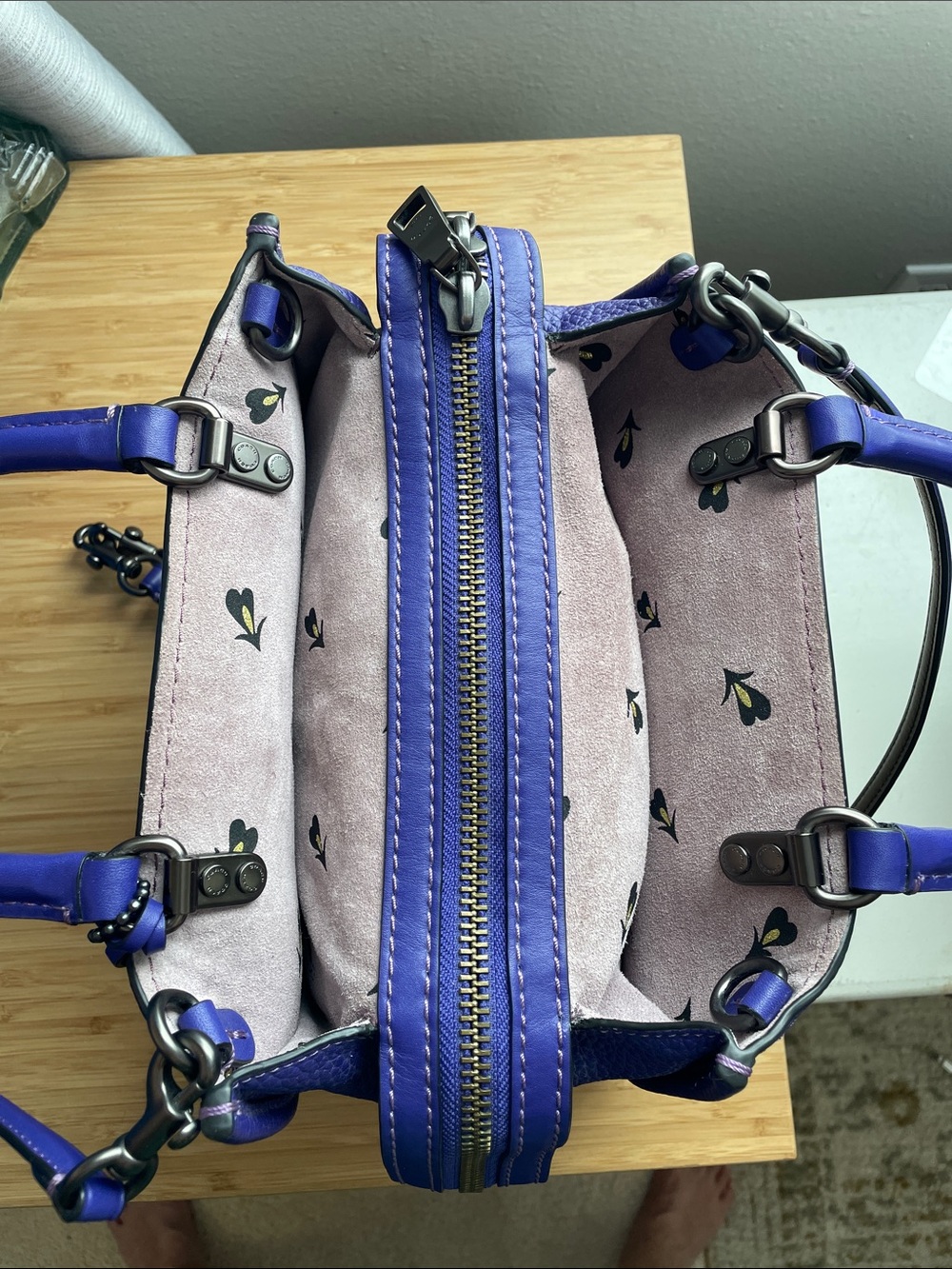 Coach 1941 X Disney Purple "Dark Fairy Tale" Pebble Leather Rogue 25 Satchel Bag - Picture 12 of 17